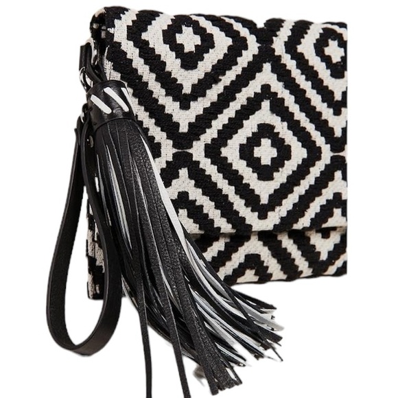 🔥REBECCA MINKOFF CLUTCH WITH LEATHER TASSEL AND HANDLE NWOT - Picture 7 of 8